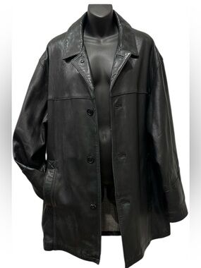 Guy Laroche Black Leather Coat